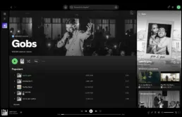 Spotify artistprofil for den danske musiker Gobs med coverbilleder og visuel identitet designet af Comugraph.