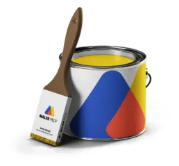 Maler Prof malerspand med farvet maling og pensel med logo